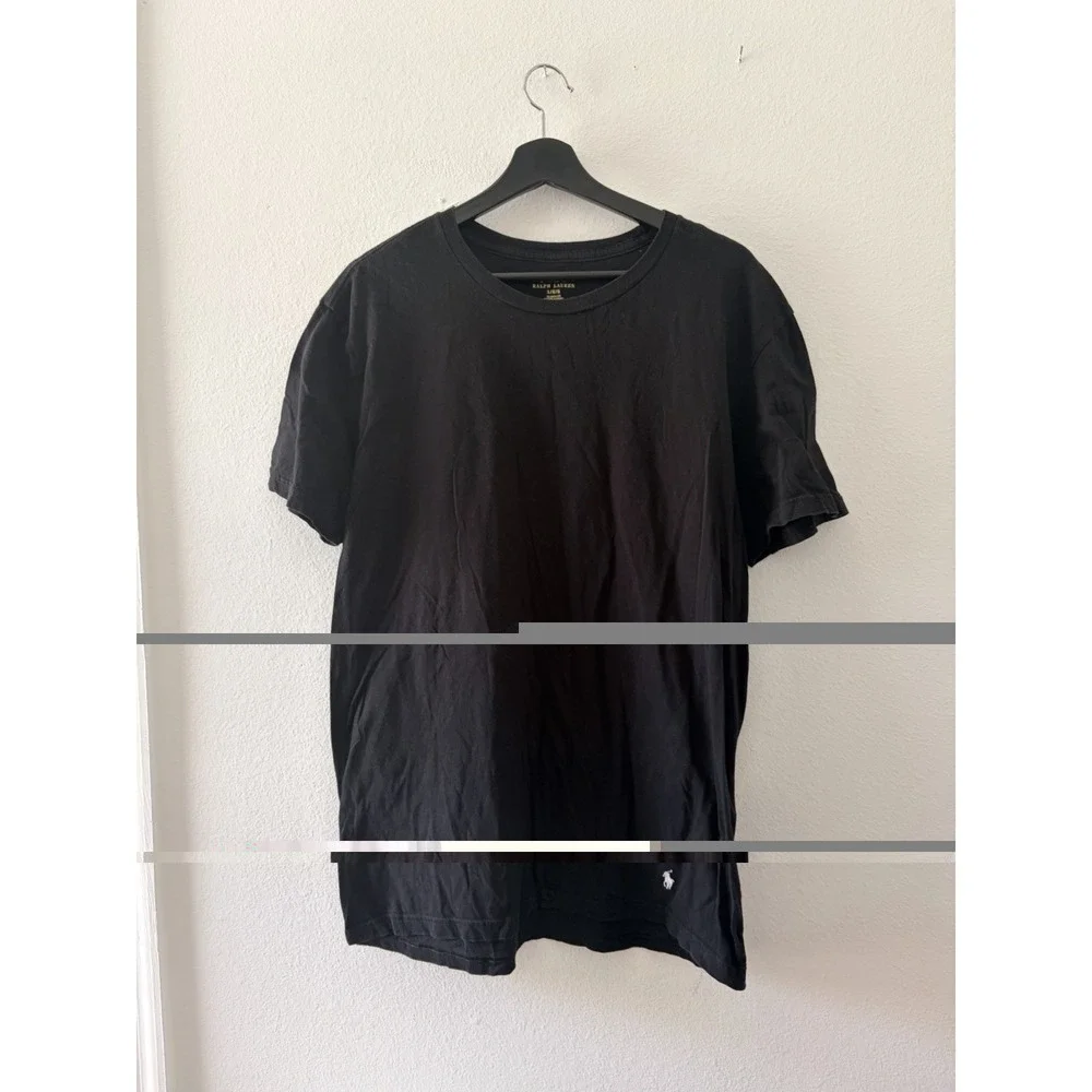 Polo Ralph Lauren Men's Black T-Shirt Classic Fit Bottom Hem Logo Size Large